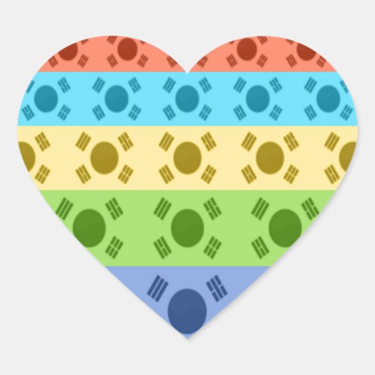 Drucken von mehrfarbigen koreanischen Flaggen Herz-Aufkleber (Vorderseite)