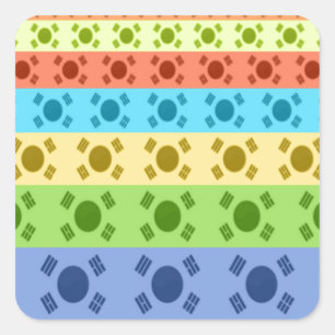 Drucken von mehrfarbigen koreanischen Flaggen Quadratischer Aufkleber