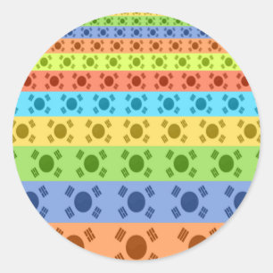 Drucken von mehrfarbigen koreanischen Flaggen Runder Aufkleber