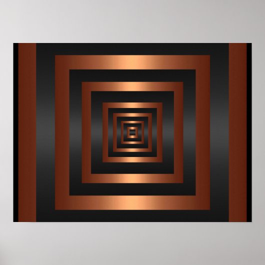 Drucken von Rechteck, Schwarz und Kupfer Poster (Vorne)
