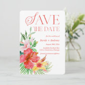 Drucken von tropischer Save the Date Vorlage (Stehend Vorderseite)