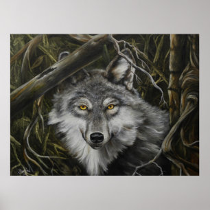 Drucken von Watchful Eyes Wolf Picture Poster