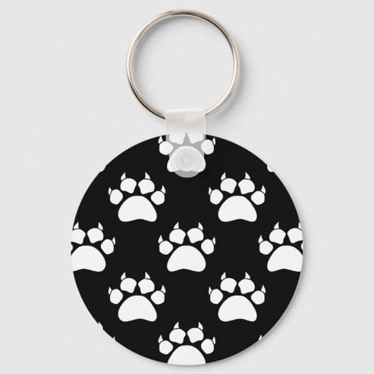 Drucken von weißen Katzenpasten und -mustern Schlüsselanhänger (Vorderseite)