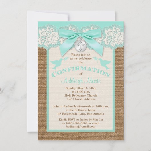 DRUCKENDE BOW & CHARM Aqua-Bestätigung Einladung (Vorderseite)