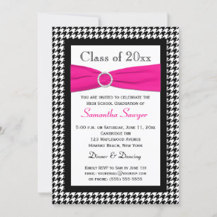 DRUCKENDE RIBBON Pink Schwarz-weißer Abschluss Ein Einladung