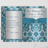 DRUCKENDES RIBBON Silver, Aquamarin Damask Wedding (Vorne/Hinten)