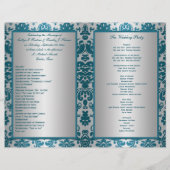 DRUCKENDES RIBBON Silver, Aquamarin Damask Wedding (Rückseite)