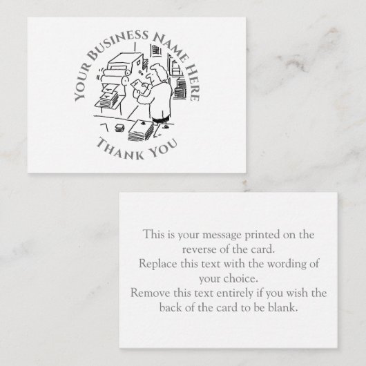 Drucker Danke Notizkarte Mitteilungskarte (Vorne/Hinten)
