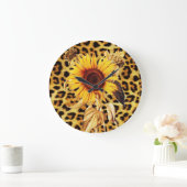 DRUCKER LEOPARFUR UND SUNFLOWER GROßE WANDUHR (Zuhause)