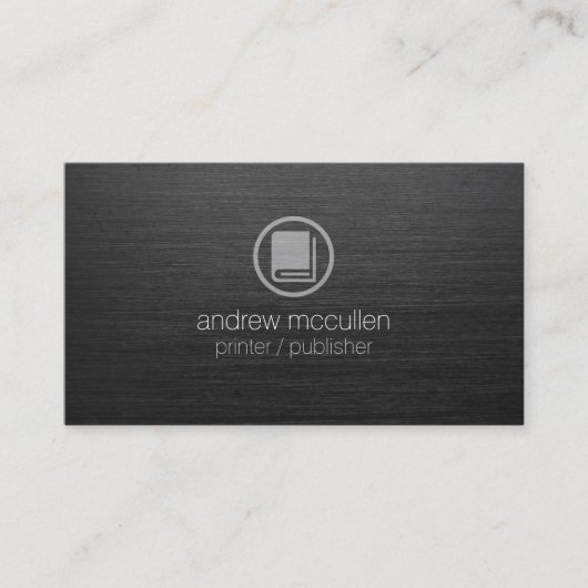 Drucker Publisher Book Icon Dark Brushed Metal Visitenkarte (Vorderseite)