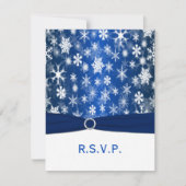 DRUCKER RIBBON Blue, White Snowflakes RSVP Card (Vorderseite)