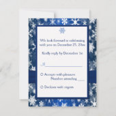 DRUCKER RIBBON Blue, White Snowflakes RSVP Card (Rückseite)