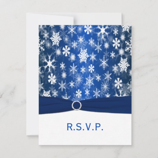 DRUCKER RIBBON Blue, White Snowflakes RSVP Card Karte (Vorderseite)