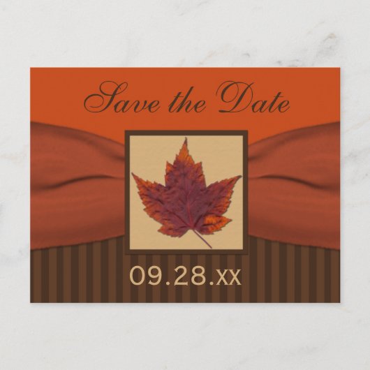 DRUCKER RIBBON Herbstleaf Save the Date Postkarte (Vorderseite)