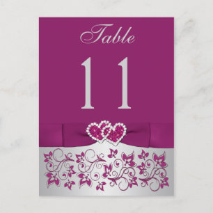 DRUCKER RIBBON Lila Silber-Tischnummer Postkarte