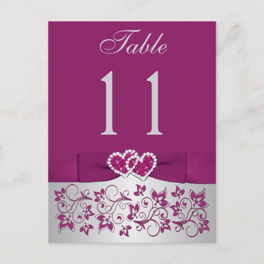 DRUCKER RIBBON Lila Silber-Tischnummer Postkarte (Vorderseite)
