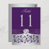 DRUCKER RIBBON Lila Silber-Tischnummer Postkarte (Vorne/Hinten)