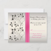 DRUCKER RIBBON Pink Black Silver Floral RSVP Card (Rückseite)