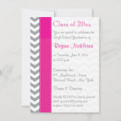 DRUCKER RIBBON Pink Grey White Abschluss Einladung (Rückseite)