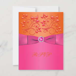 DRUCKER RIBBON Rosa, orangefarbene, florale Antwor RSVP Karte
