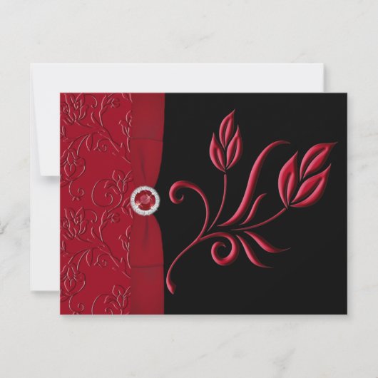 DRUCKER RIBBON Ruby Red, Black RSVP Card Karte (Vorderseite)
