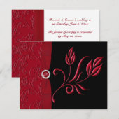 DRUCKER RIBBON Ruby Red, Black RSVP Card Karte (Vorne/Hinten)