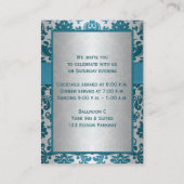 DRUCKER RIBBON-Silber, Aquamarine Damask-Verschlus Begleitkarte (Rückseite)