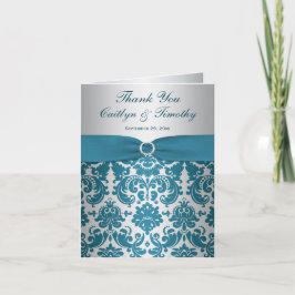 DRUCKER RIBBON Silver, Aquamarin Damask Danke Kart