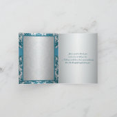 DRUCKER RIBBON Silver, Aquamarin Damask Danke Kart (Innenseite)