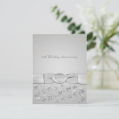 DRUCKER RIBBON Silver Grey Floral RSVP-Karte RSVP Karte (Stehend Vorderseite)
