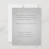 DRUCKER RIBBON Silver Grey Floral RSVP-Karte RSVP Karte (Rückseite)