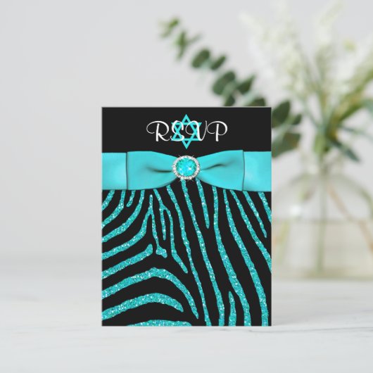 DRUCKER RIBBON Zebra, Blue IMITATS Glitzer RSVP Ka (Stehend Vorderseite)