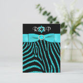 DRUCKER RIBBON Zebra, Blue IMITATS Glitzer RSVP Ka Karte (Stehend Vorderseite)