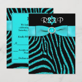 DRUCKER RIBBON Zebra, Blue IMITATS Glitzer RSVP Ka Karte (Vorne/Hinten)