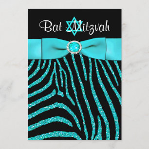 DRUCKER RIBBON Zebra Glitzer Bat Mitzvah Einladung