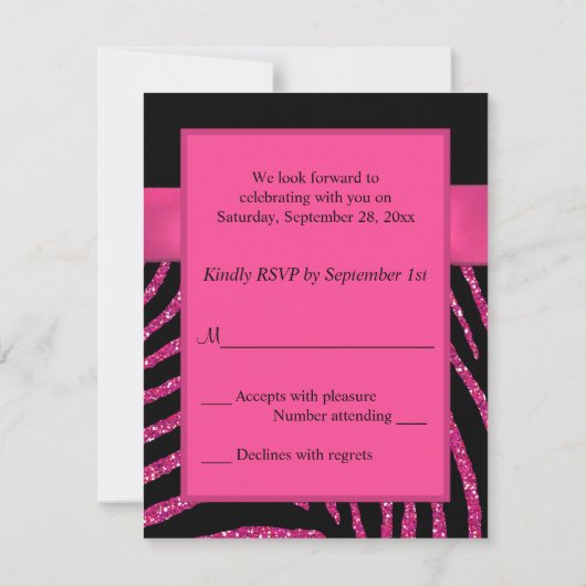 DRUCKER RIBBON Zebra Pink IMITATS Glitzer RSVP Kar (Rückseite)