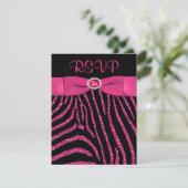 DRUCKER RIBBON Zebra Pink IMITATS Glitzer RSVP Kar Karte (Stehend Vorderseite)