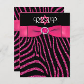 DRUCKER RIBBON Zebra, rosafarbener IMITAT Glitzer Einladung (Vorne/Hinten)