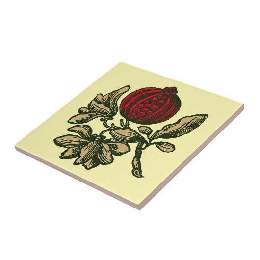 Druckerei aus dem 18. Jahrhundert Granatapfel Illu Fliese (Seite)