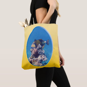 Drückerfisch auf Korallenspitze - Fotodesign    Tasche