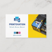 Druckerreparaturgeschäft | Gelber Weißer Strichcod Visitenkarte (Rückseite)