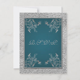 DRUCKERRIBON Aquamarin auf IMITATS Pewter RSVP-Kar RSVP Karte