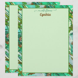 druckerskaliertes, zweiseitiges grünes Aquarell-Ab Briefbogen