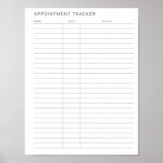 druckfähiger, einfacher, moderner Terminzeichner Poster (Vorne)