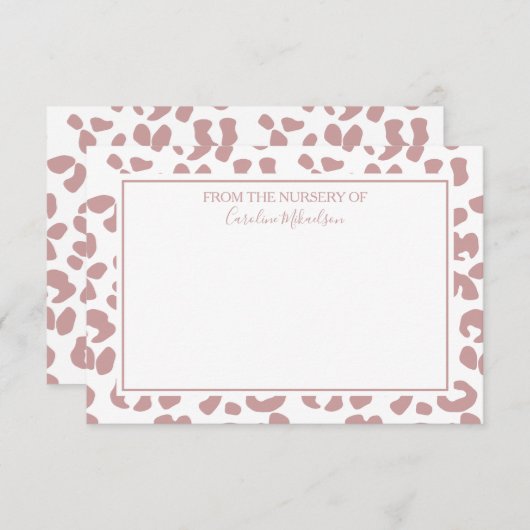 Druckfarbe Rosa und Personalisierter Leopard Dankeskarte (Vorne/Hinten)