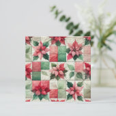 Druckfarben-Patchwork-Poinsettia-Papier Einladung (Stehend Vorderseite)