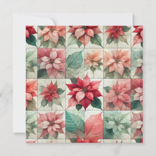Druckfarben-Patchwork-Poinsettia-Papier Einladung (Rückseite)