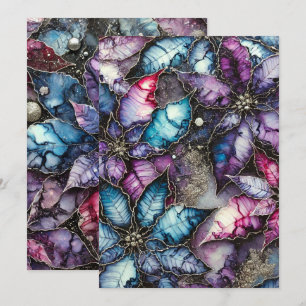 Druckfarbige Galaxie Alkohol Tinte Poinsettia Einladung