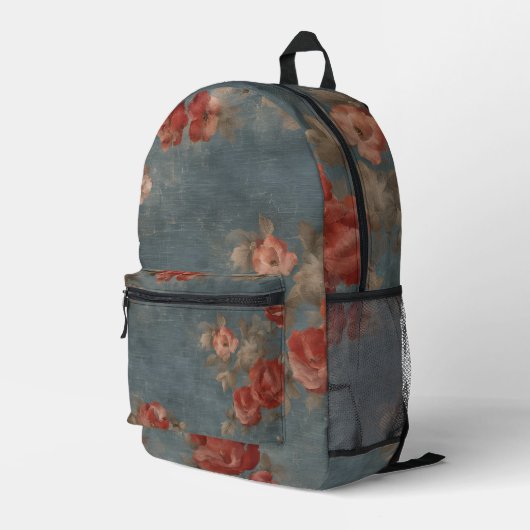 Druckfehler und Rote Rosen Bedruckter Rucksack (Rückseitige Ecke Rechts)