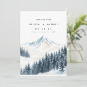 Druckgebirge mit Wasserfarbe Save The Date (Stehend Vorderseite)